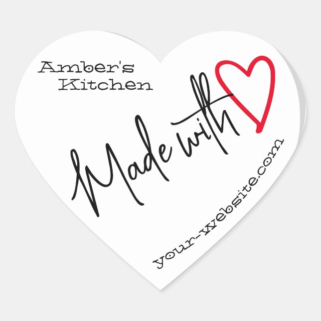 Simple White From The Kitchen Made With Love Heart Sticker (Front)