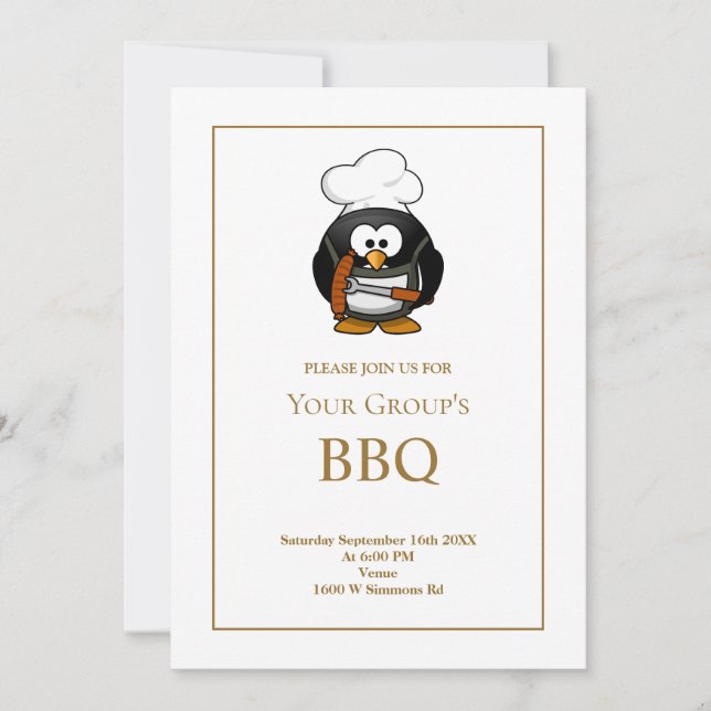 Simple White Funny BBQ Party Invitation (Front)