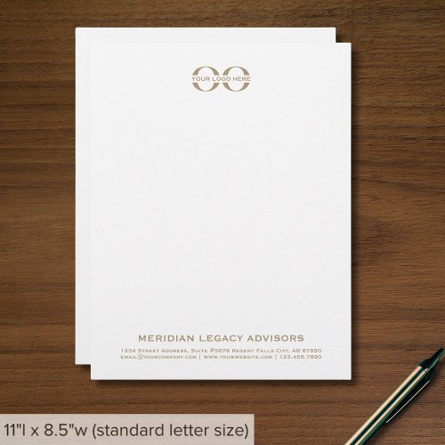 Simple White Gold Business Letterhead with Logo