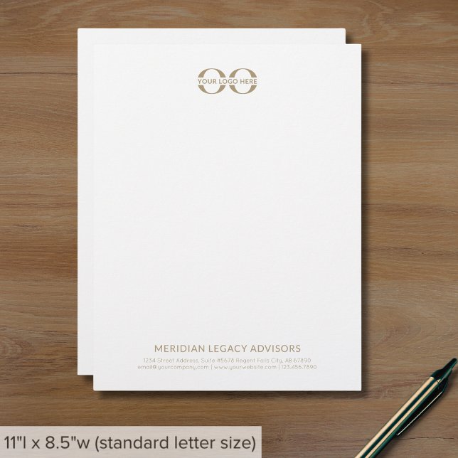 Simple White Gold Custom Logo Letterhead (Creator Uploaded)