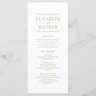 Simple White Gold Elegant Wedding Program