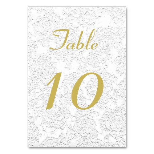 Simple White Gold Elegant Wedding Table Number