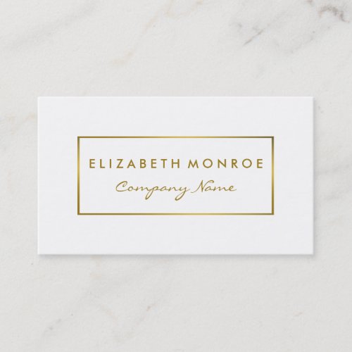 Simple White  Gold Foil Effect Business Card
