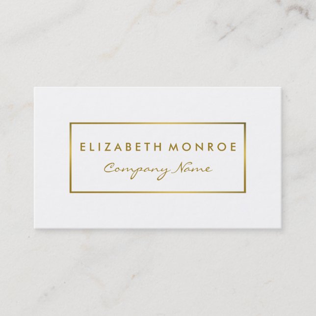 Simple White & Gold Foil Effect Business Card (Front)
