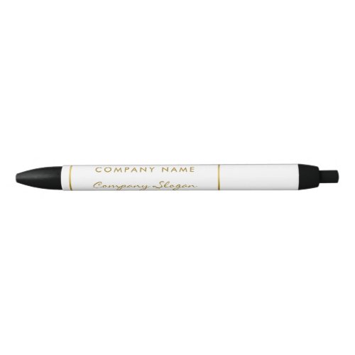 Simple White  Gold Foil Effect CompanyEvent Black Ink Pen