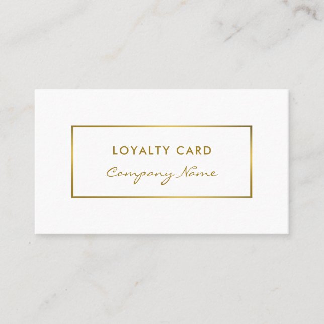 Simple White & Gold Foil Effect Loyalty Card (Front)
