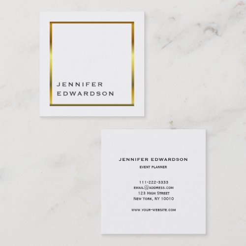 Simple white gold minimalist professional. square business card