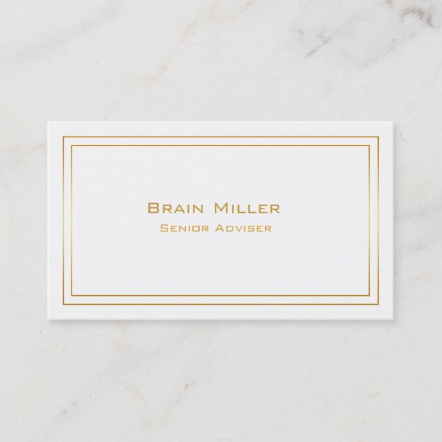 Simple White Gold Modern Professional Business Card (Front)