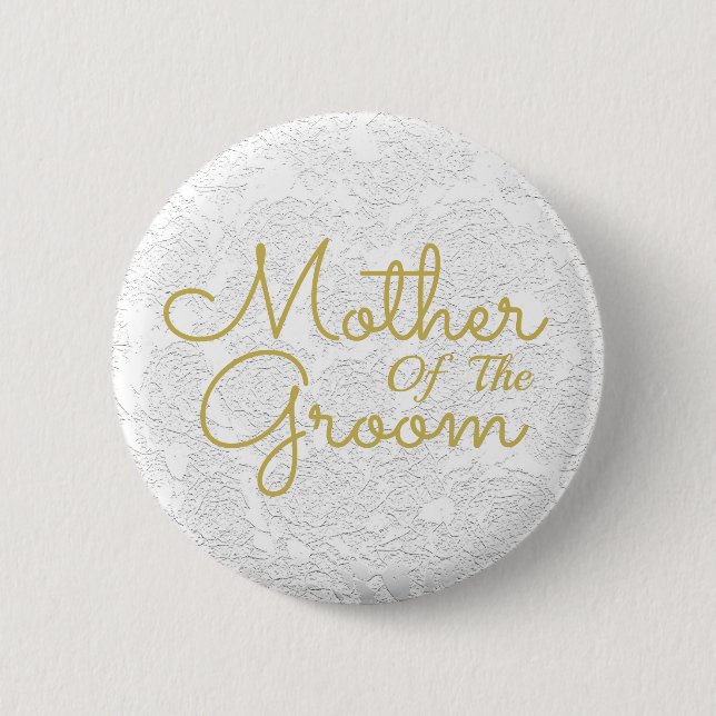 Simple White Gold Mother Of The Groom Button (Front)