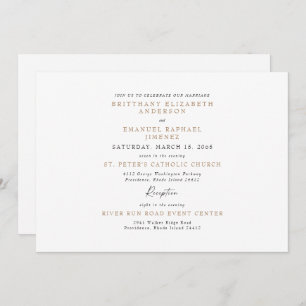 Simple White & Gold No Parents Wedding  Invitation