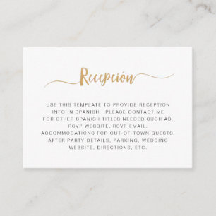 Simple white gold Recepciòn Enclosure Card