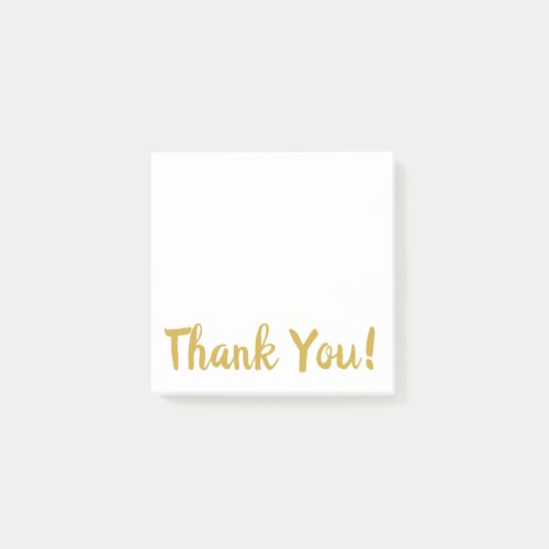 Simple White  Gold Thank You Post_it Notes