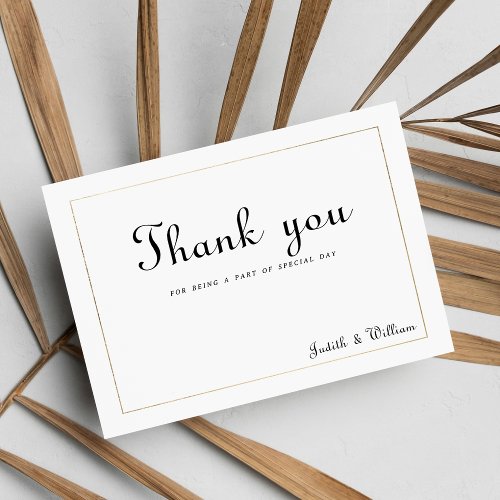 Simple white gold vintage calligraphy Thank You In Invitation