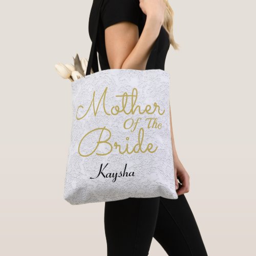 Simple White Gold Wedding Mother Of The Bride Tote Bag