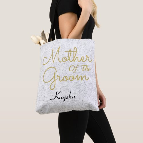 Simple White Gold Wedding Mother Of The Groom Tote Bag