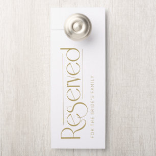 Simple White Gold Wedding Reserved Door Hanger
