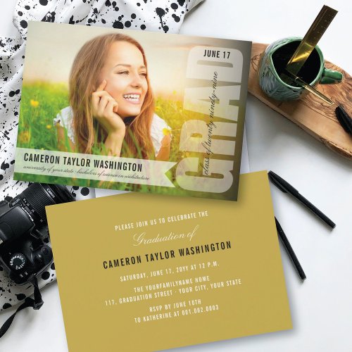 Simple Modern GRAD Overlay Graduation Announcement