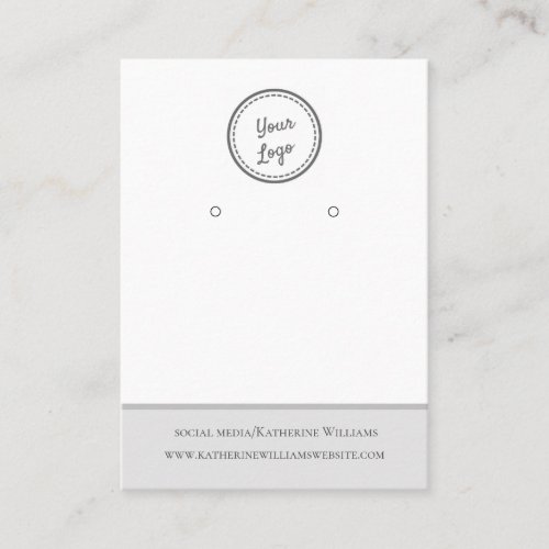 Simple White  Gray  Earring Display  QR Code Logo Business Card