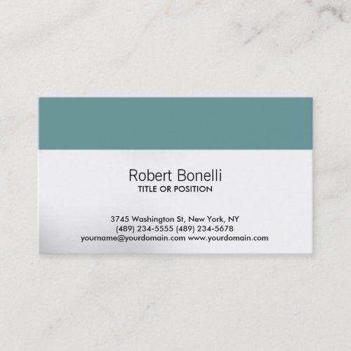 Simple White Grey Blue Plain Modern Business Card