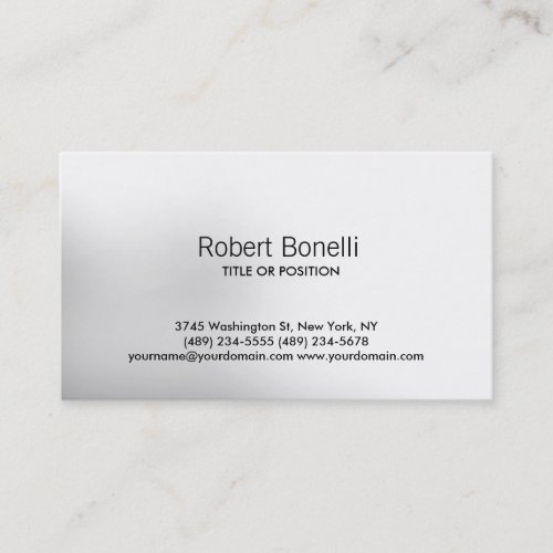 Simple White Grey Plain Modern Business Card