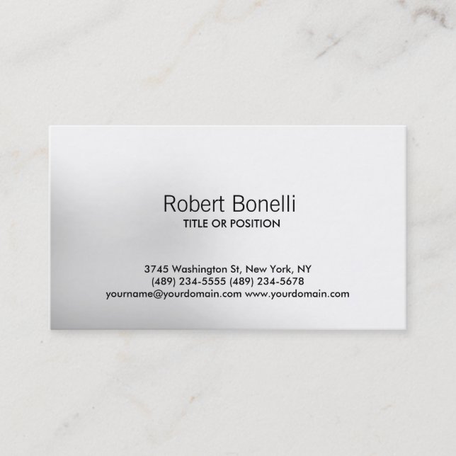 Simple White Grey Plain Modern Business Card (Front)