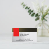 Simple White Grey Red Gold Modern Business Card (Standing Front)