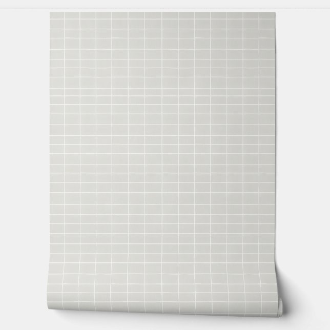 Simple White Grid Pattern on Light Gray Wallpaper (Unrolling)