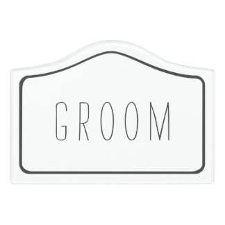 Simple White Groom Changing Room Door Sign