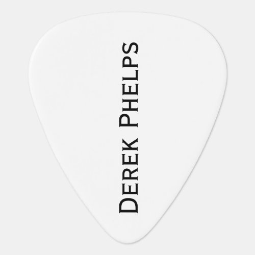 simple white guitar pick with printed name