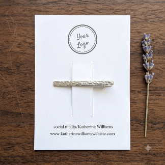 Simple White  Hair Clip Display  |Add Your Logo Business Card