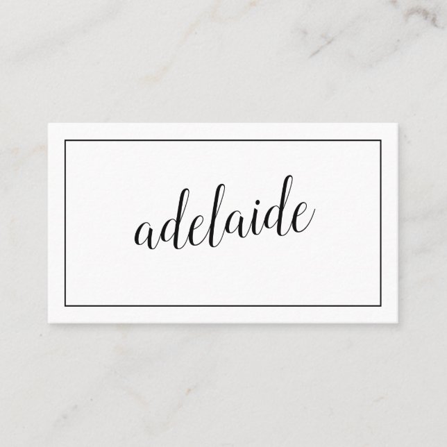 Simple White hair stylist script signature chic Business Card (Front)