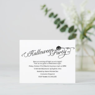 Simple White Halloween Party Costume Invitation