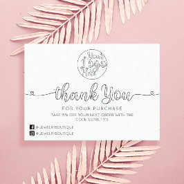Simple White Handwritten Hearts Customer Thank You Business Card