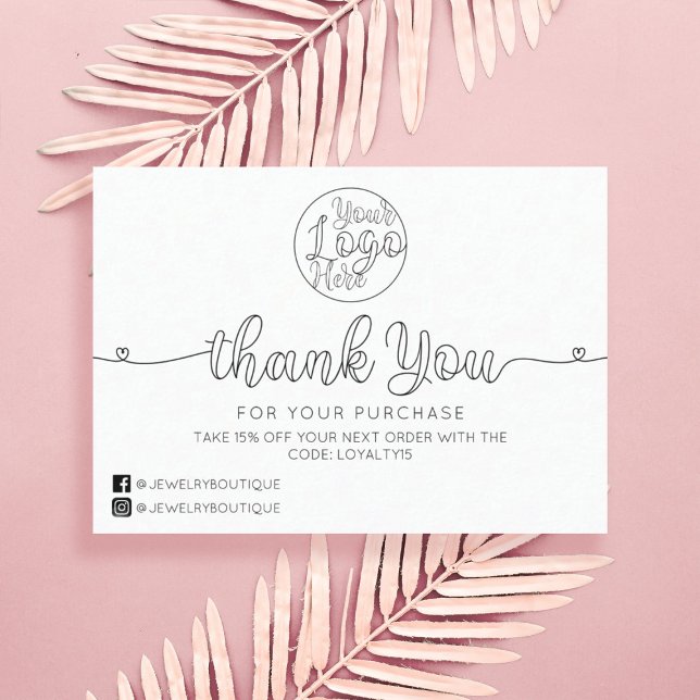Simple White Handwritten Hearts Customer Thank You Business Card (Creator Uploaded)