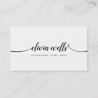Simple White  Handwritten Script Calligraphy Business Card