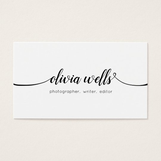 Simple White Handwritten Script Calligraphy Business Card ...