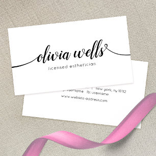 Simple White  Handwritten Script Calligraphy Business Card