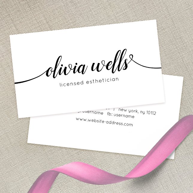 Simple White  Handwritten Script Calligraphy Business Card (Creator Uploaded)