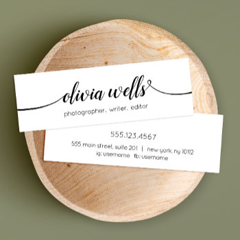 Simple White  Handwritten Script Calligraphy Mini Business Card by sm_business_cards at Zazzle