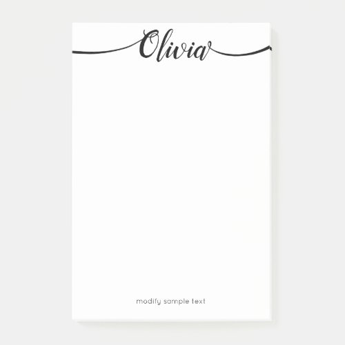 Simple White  Handwritten Script Calligraphy Notep Post_it Notes