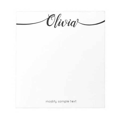 Simple White Handwritten Script Calligraphy Notepad Zazzle