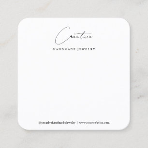 Simple White Handwritten Script Jewelry Display Square Business Card