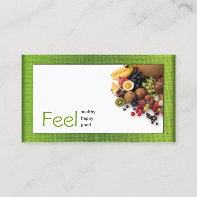 Simple White Healthy Life Yellow Green Linen Card (Front)