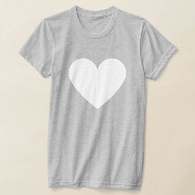 Simple White Heart Modern Love Gray Womans T-Shirt (Laydown)