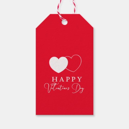 Simple White Hearts  Happy Valentines Day Gift Tags
