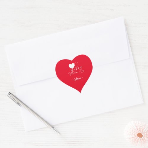 Simple White Hearts  Happy Valentines Day Heart Sticker