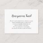 Simple white Honeymoon Fund Enclosure Card<br><div class="desc">Economical pack of honeymoon fund request cards perfect to enclose with bridal shower invitations as well as wedding invitations.  The background color can be changed by clicking "customize".  Please feel free to contact the designer for special requests at info@lemontreecards.com</div>