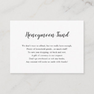 Simple white Honeymoon Fund Enclosure Card