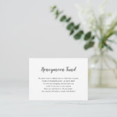 Simple white Honeymoon Fund Enclosure Card (Standing Front)
