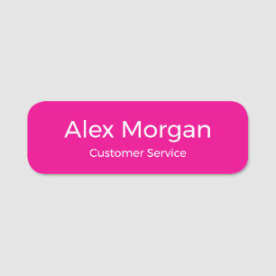 Simple White & Hot Pink Magnetic with Safety pin Name Tag